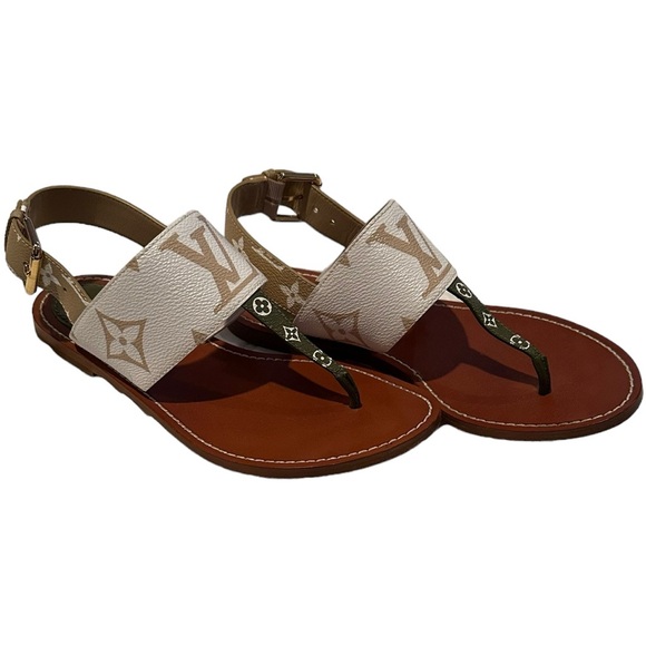 Louis Vuitton Monogram Giant Khaki and Green Sandals - Picture 2 of 6